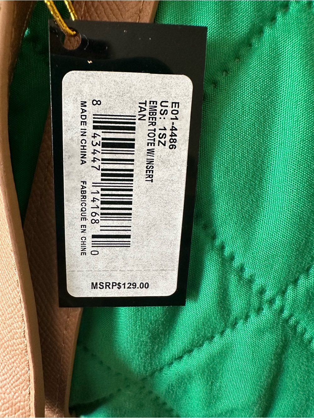 *ON HOLD* -bebe Tan Tote with Pink & Cream - NWT - Picture 2 of 7